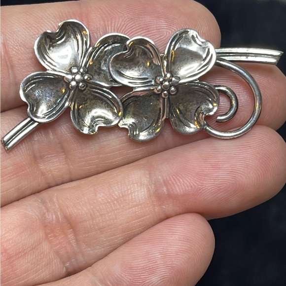 Vintage Beau Sterling Silver 925 Flower Duo Brooch Pin - Picture 1 of 4